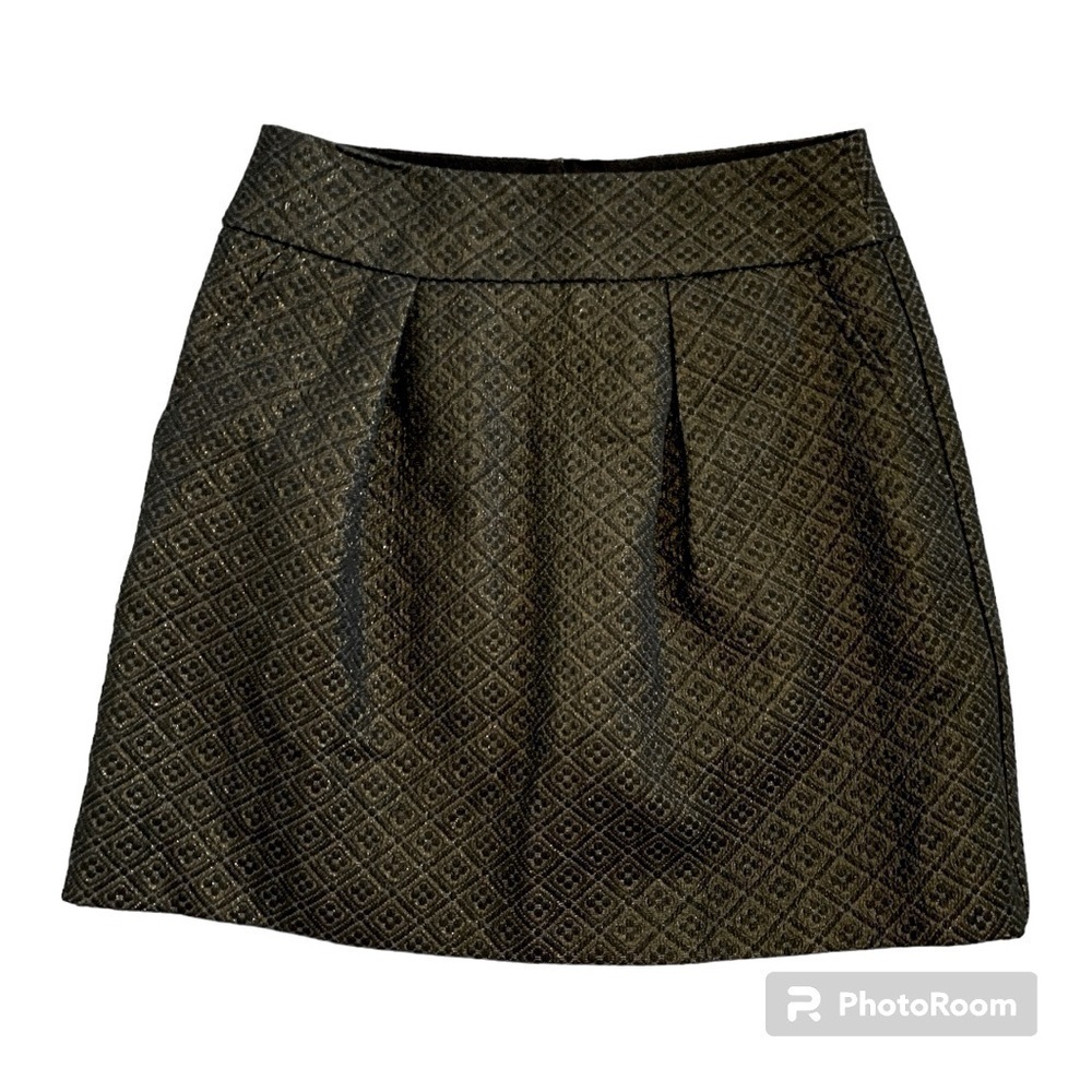 Ann Taylor Loft Black Jacquard Mini Skirt in Size 2P